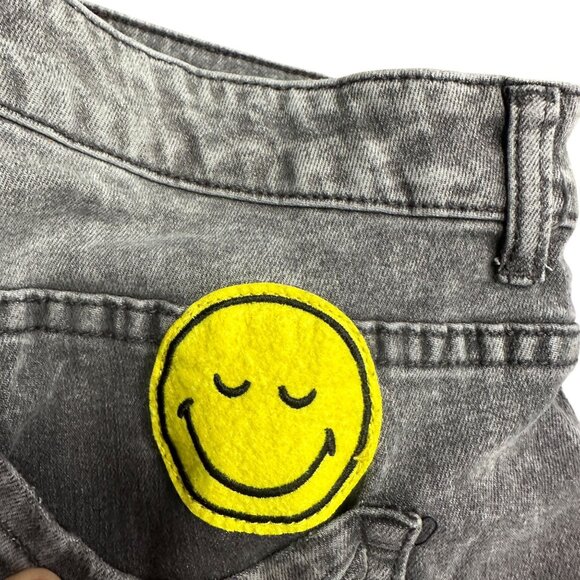 LOGO by Lori Goldstein Smiley World Womens 14 Patchwork Grey Wash Jeans Straight - Picture 14 of 16